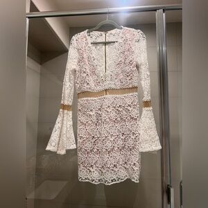 Misguided white lace mini dress